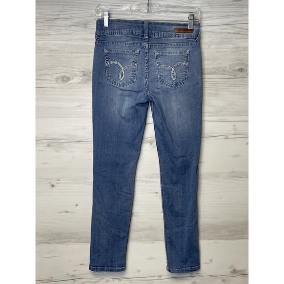 WallFlower Jeans Womens 3 Skinny Stretch Denim Double Button Mid Rise Y2K - Picture 12 of 15